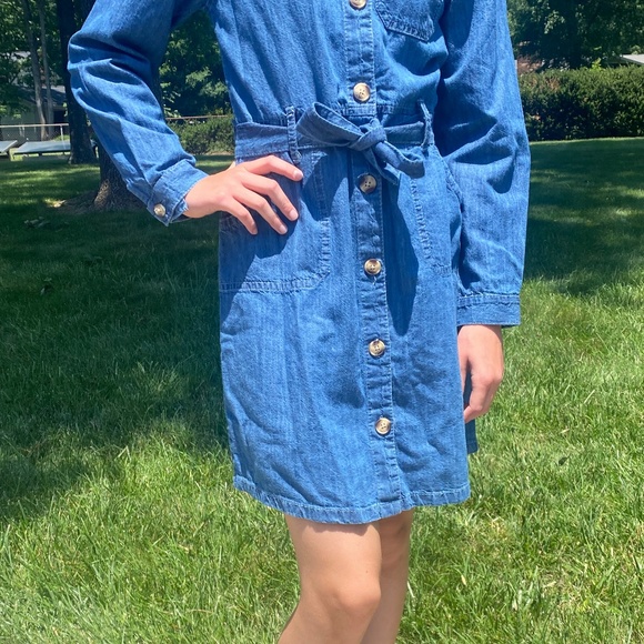 Long Sleeve Denim Jean Dress - Picture 1 of 3